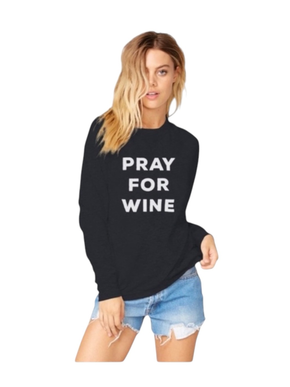 new The Laundry Room ☻︎ Super Soft Pray 4 Wine Graphic Sweatshirt ☻︎ Jet Black S - Picture 15 of 16